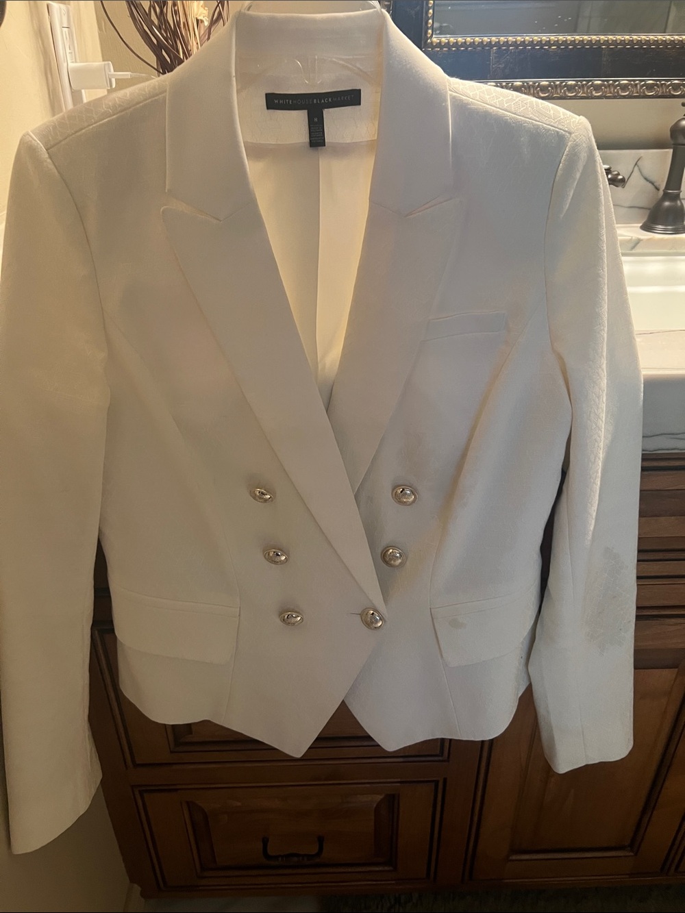 White House Black Market Ivory Double-Breasted Tailored Blazer